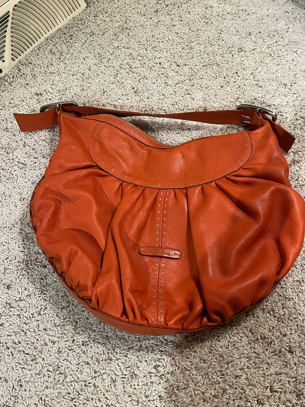 Cole Haan Orange Leather Hobo Shoulder Bag
